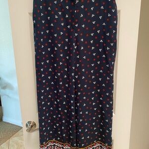 H&M Navy Patterned Floral Wide Leg Pants